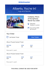 Entradas para Coldplay